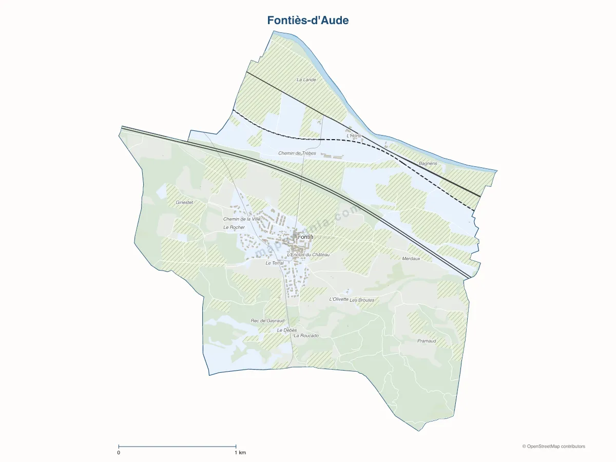 Carte de Fontiès-d'Aude à personnaliser