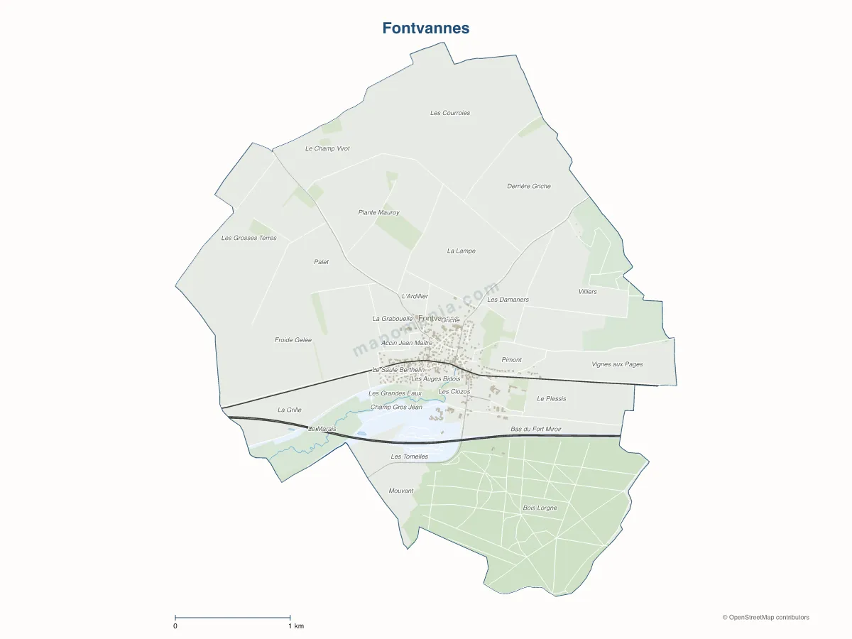 Carte de Fontvannes à personnaliser