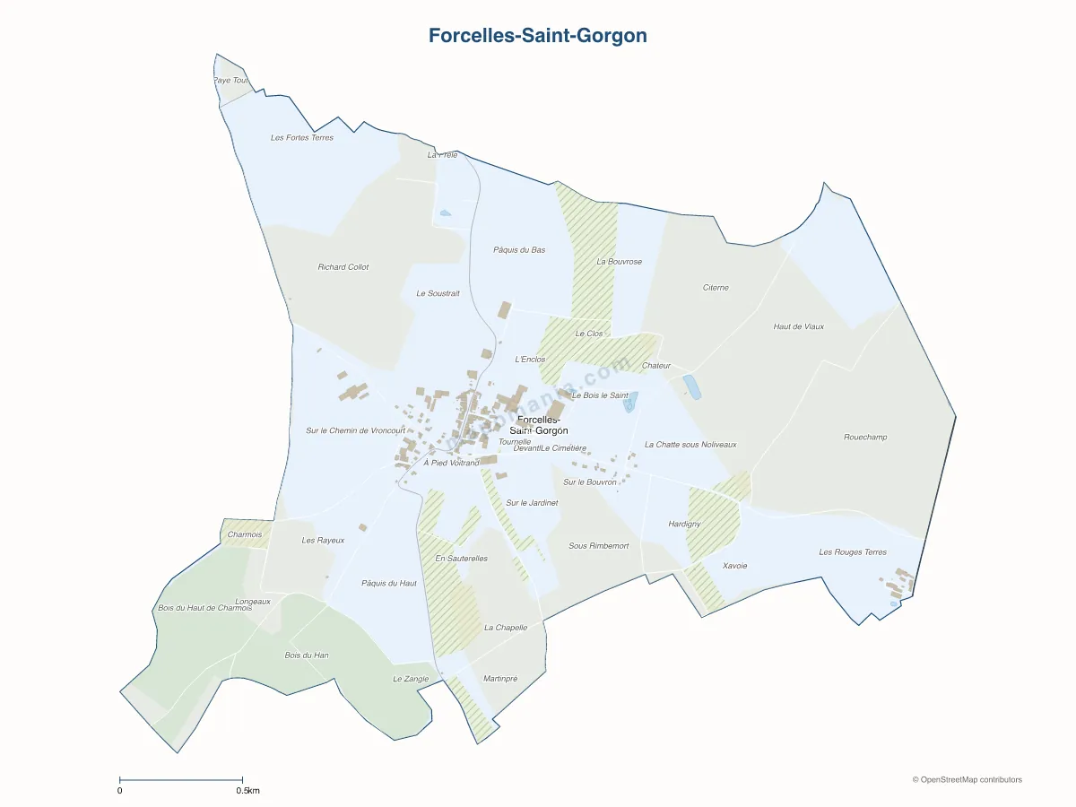 Carte de Forcelles-Saint-Gorgon à personnaliser