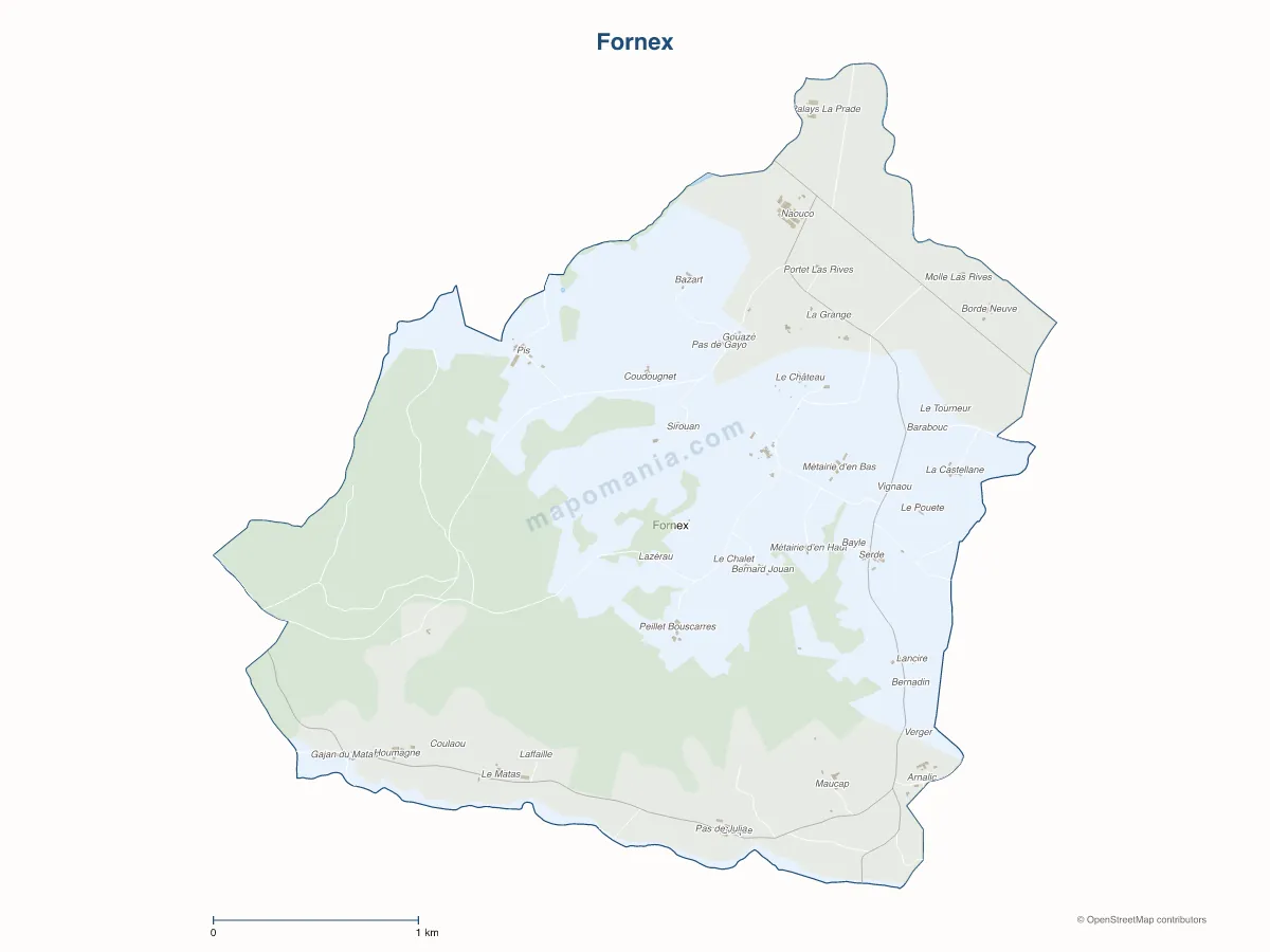 Carte de Fornex à personnaliser