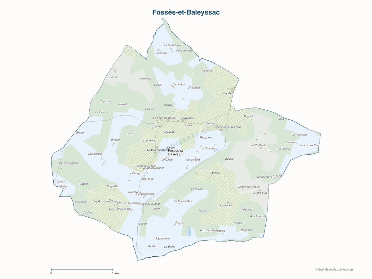 Carte de Fossès-et-Baleyssac à personnaliser