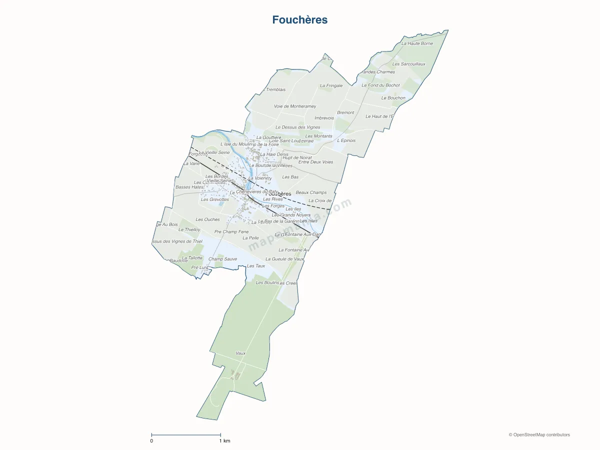 Carte de Fouchères à personnaliser
