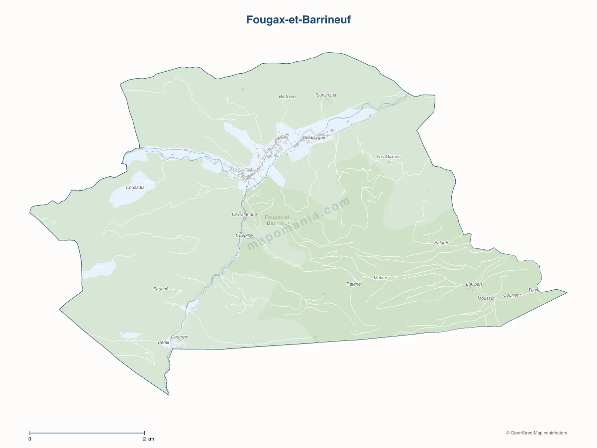 Carte de Fougax-et-Barrineuf à personnaliser