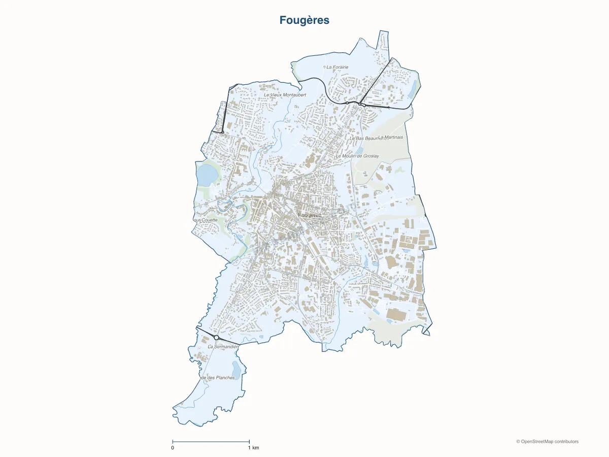 Carte de Fougères à personnaliser