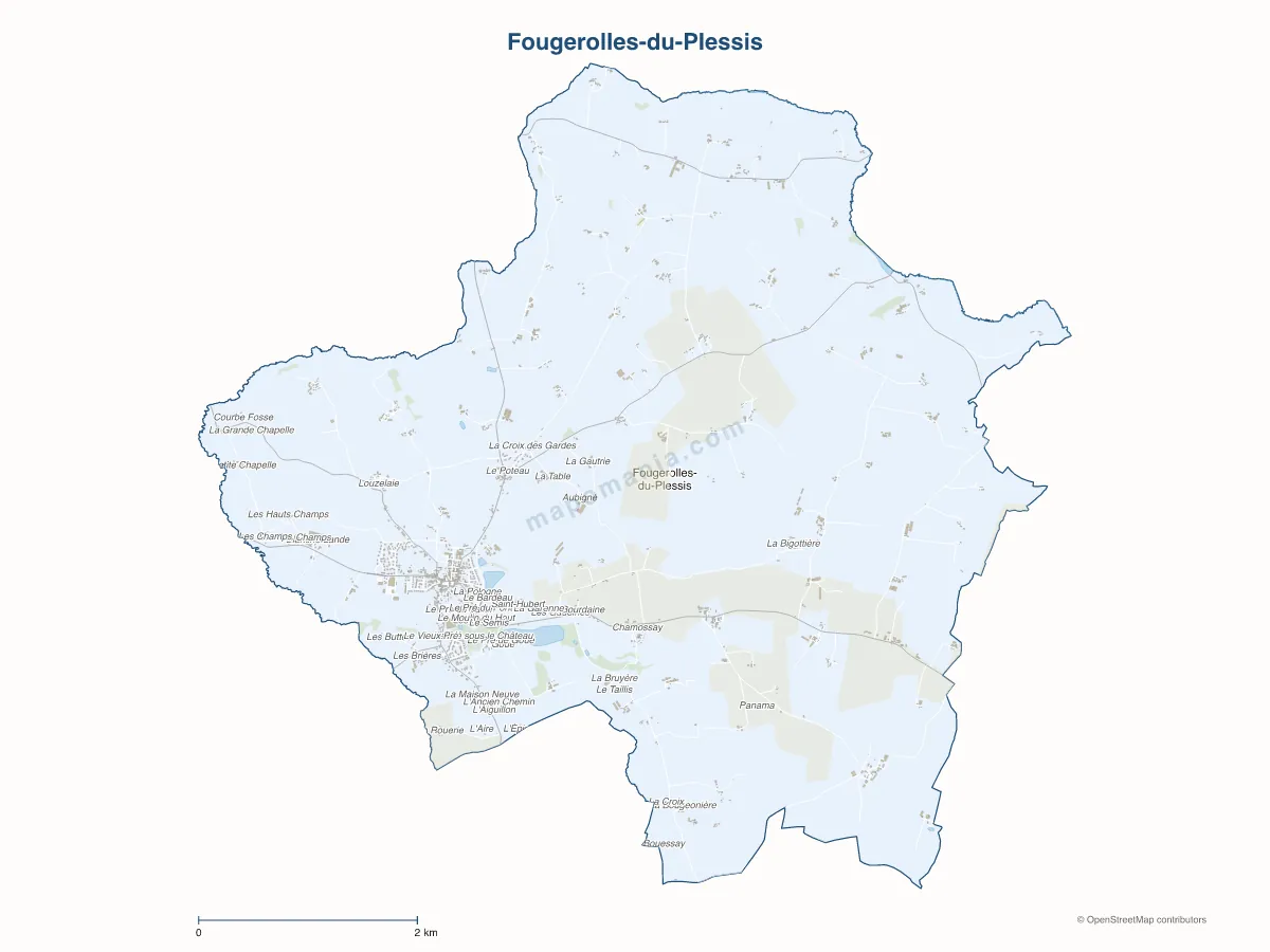 Carte de Fougerolles-du-Plessis à personnaliser