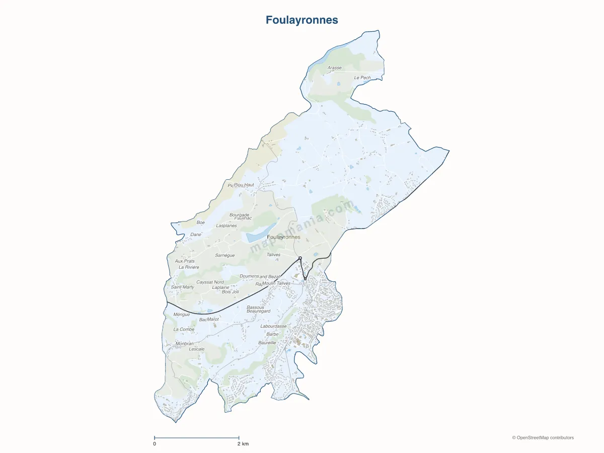 Carte de Foulayronnes à personnaliser