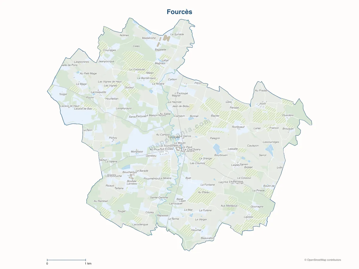 Carte de Fourcès à personnaliser