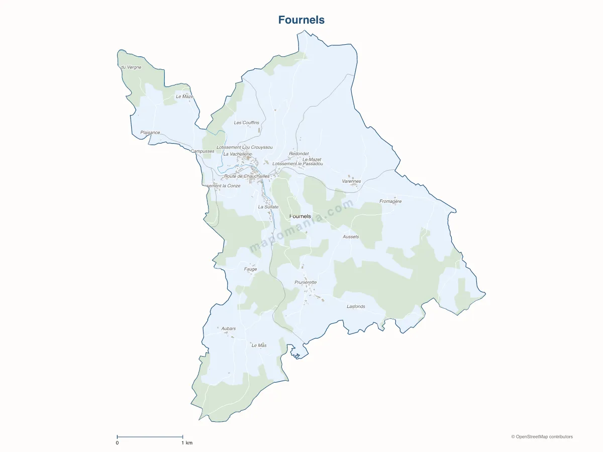 Carte de Fournels à personnaliser