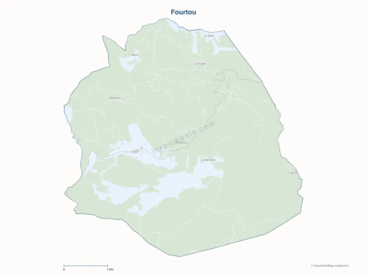 Carte de Fourtou à personnaliser