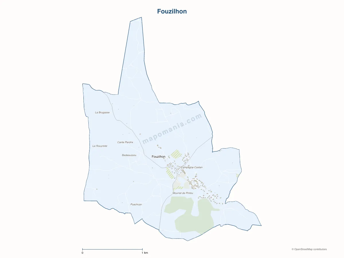 Carte de Fouzilhon à personnaliser