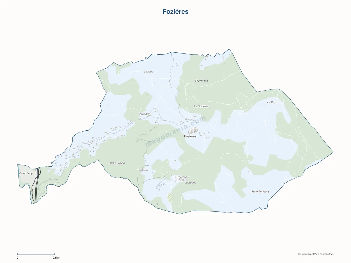 Carte de Fozières à personnaliser