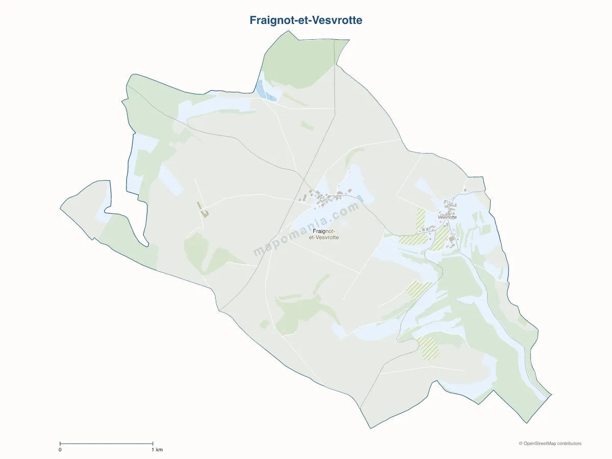 Carte de Fraignot-et-Vesvrotte à personnaliser