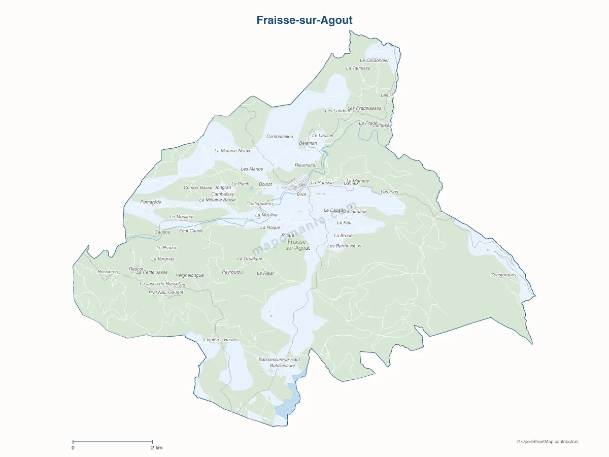 Carte de Fraisse-sur-Agout à personnaliser