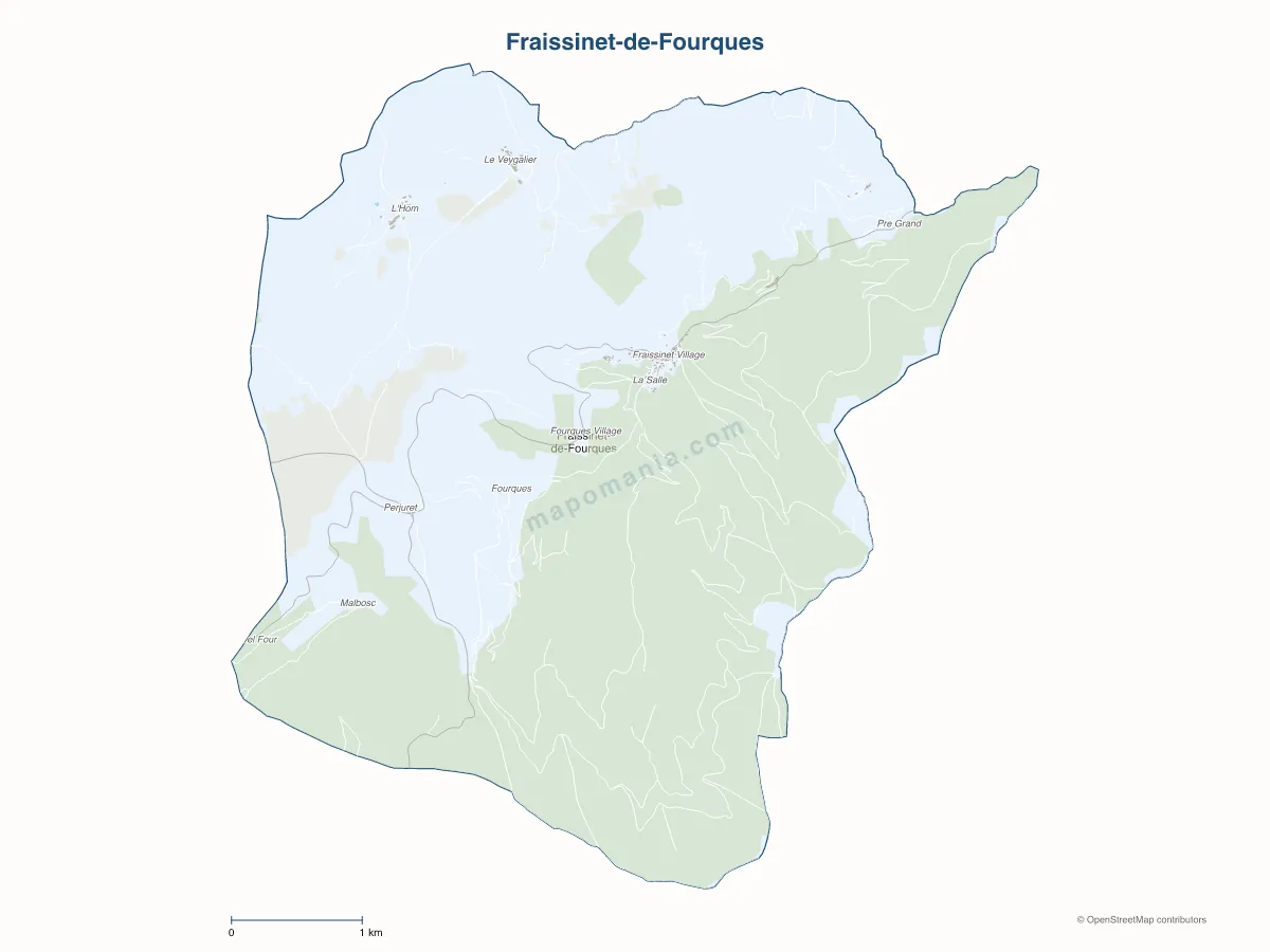 Carte de Fraissinet-de-Fourques à personnaliser