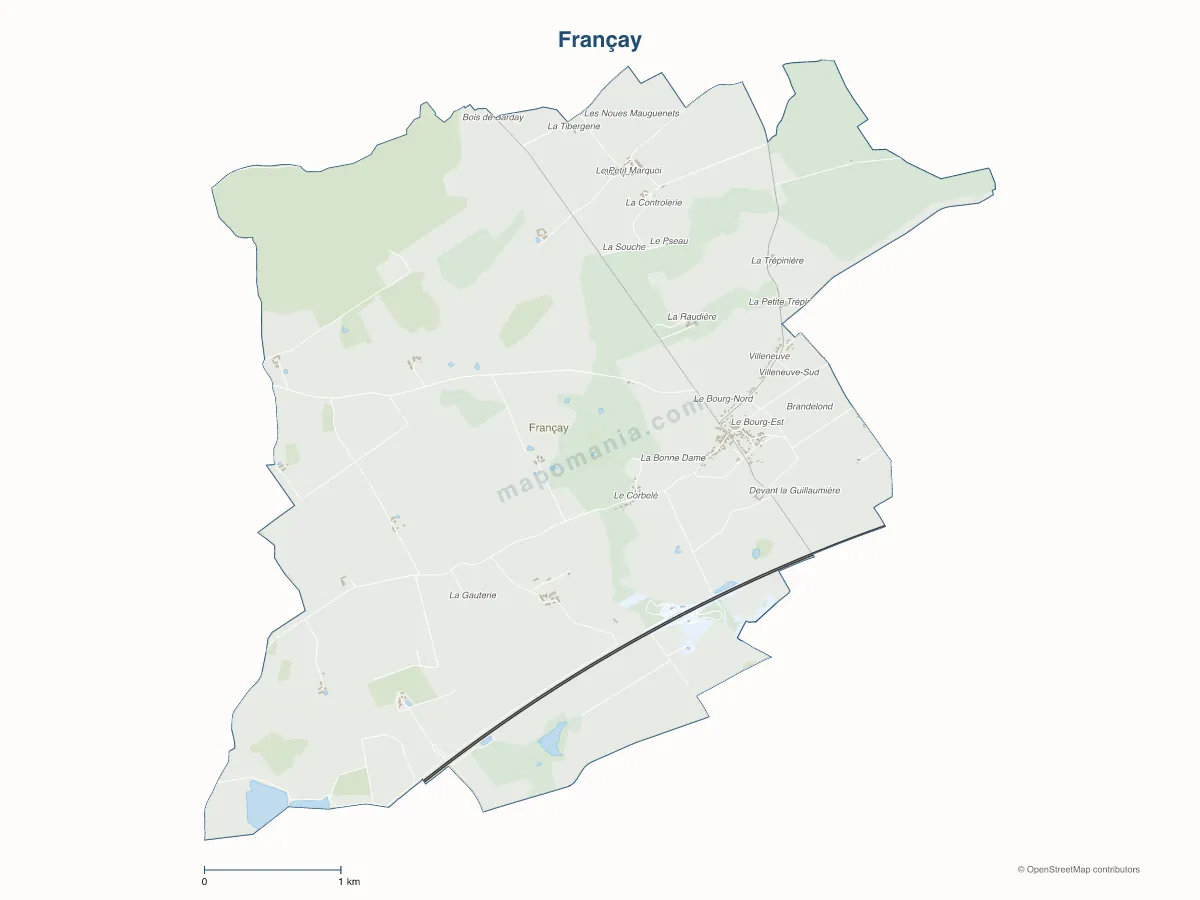 Carte de Françay à personnaliser