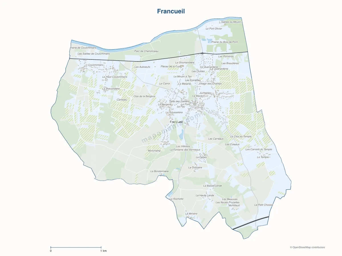 Carte de Francueil à personnaliser