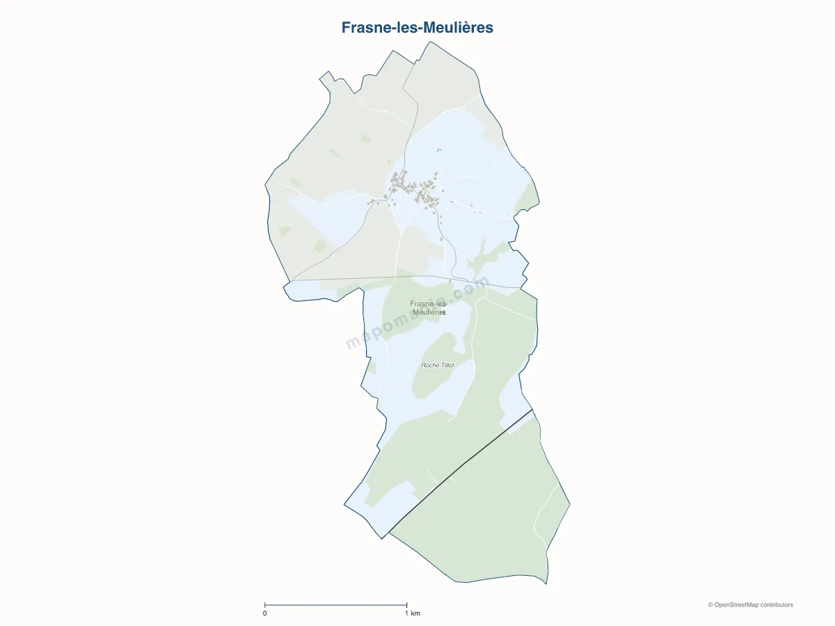 Carte de Frasne-les-Meulières à personnaliser