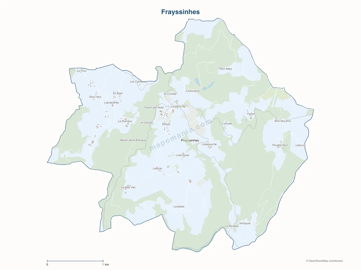 Carte de Frayssinhes à personnaliser