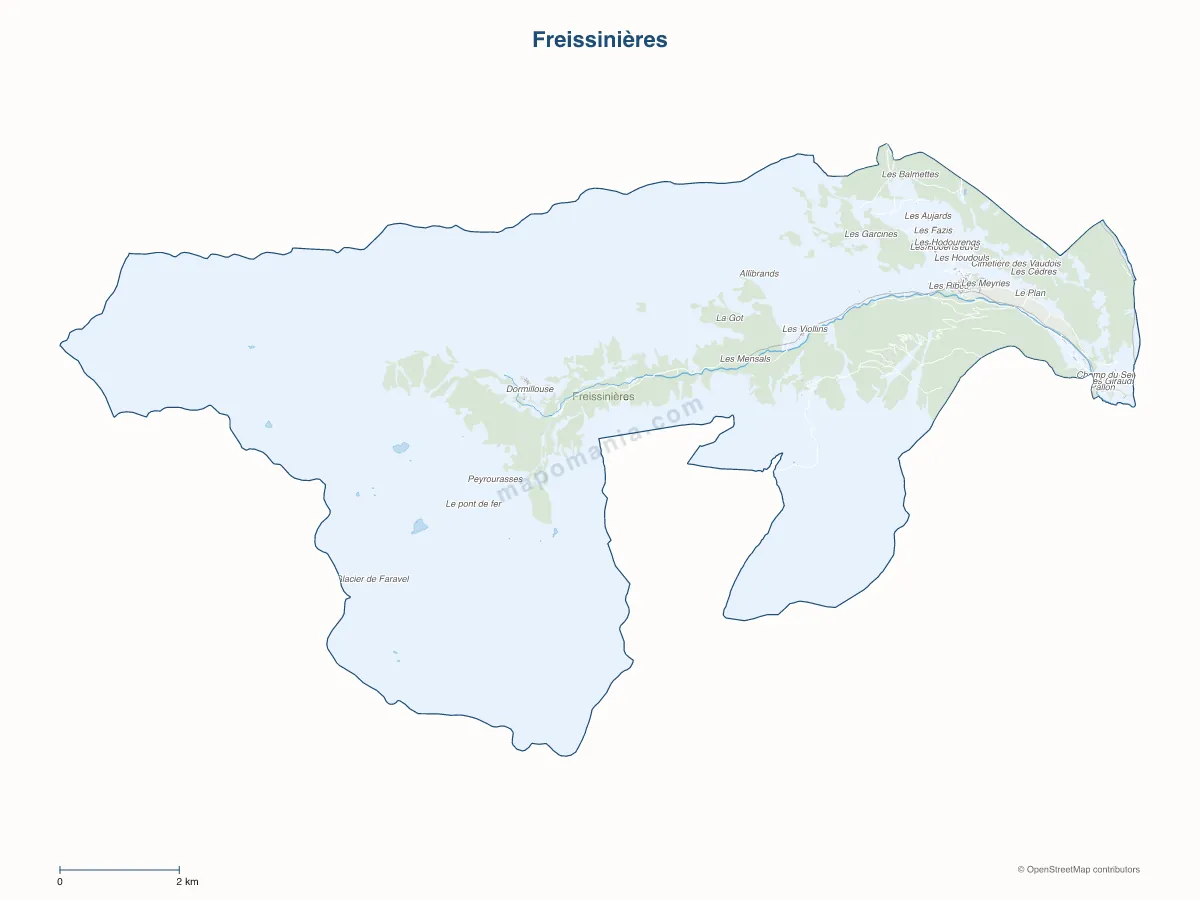 Carte de Freissinières à personnaliser