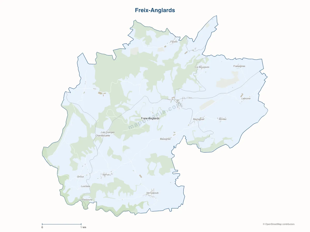 Carte de Freix-Anglards à personnaliser