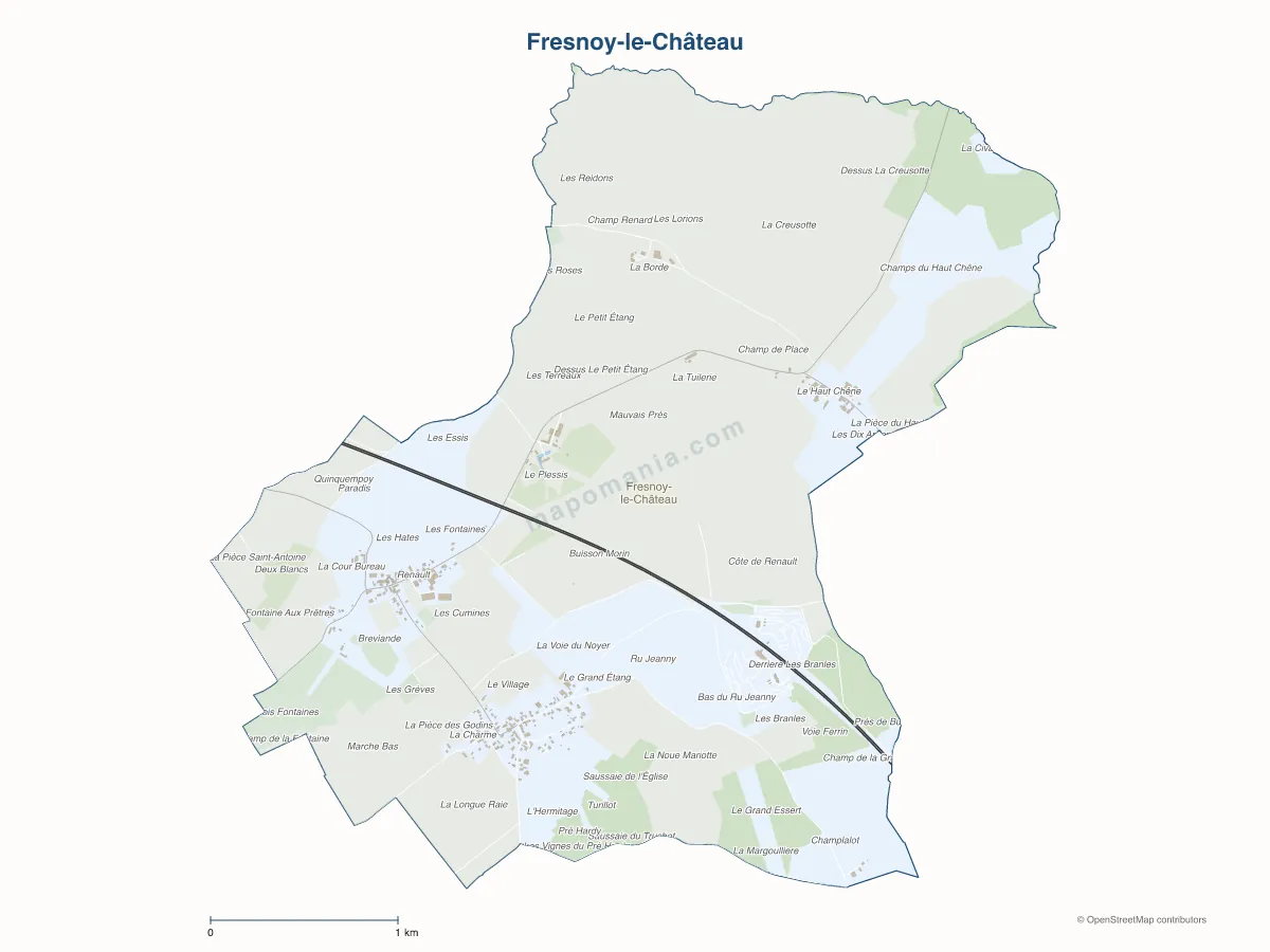 Carte de Fresnoy-le-Château à personnaliser