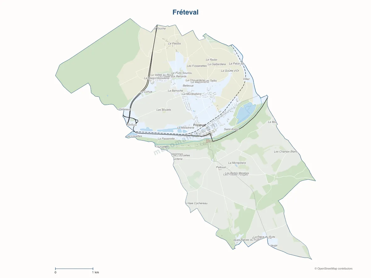 Carte de Fréteval à personnaliser