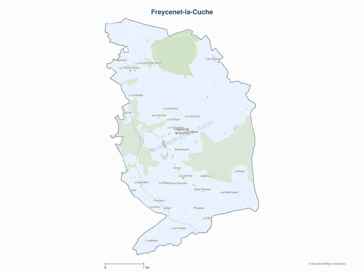 Carte de Freycenet-la-Cuche à personnaliser