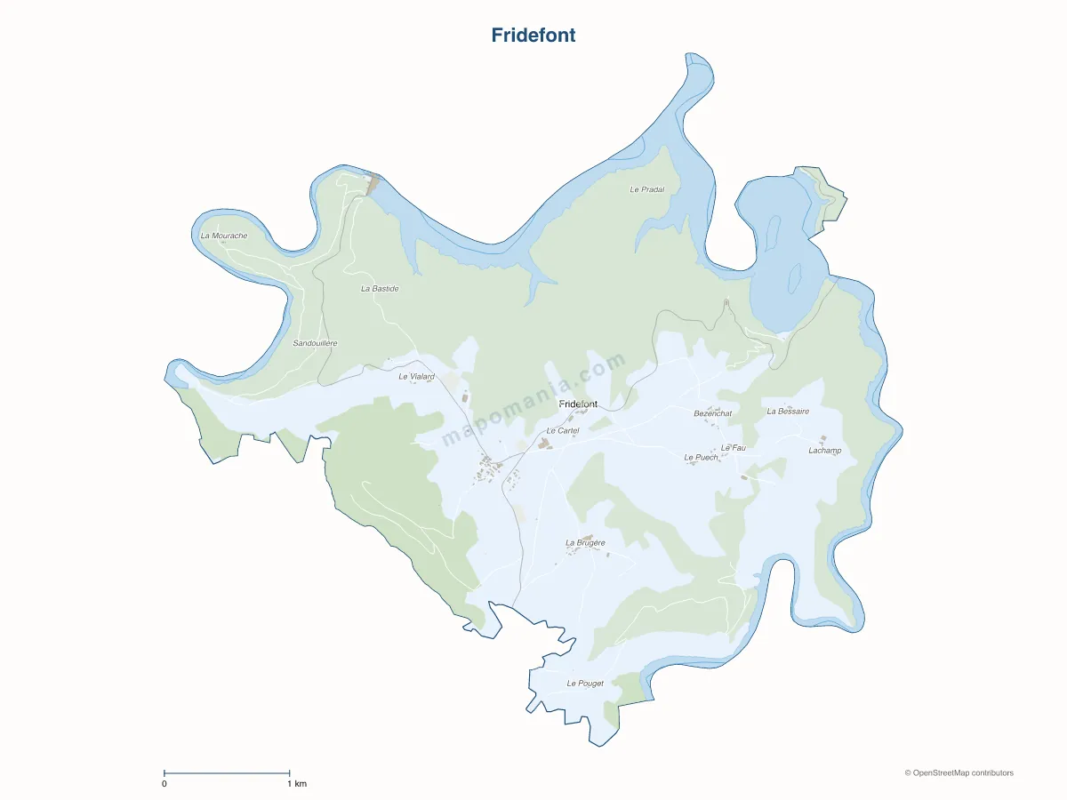 Carte de Fridefont à personnaliser