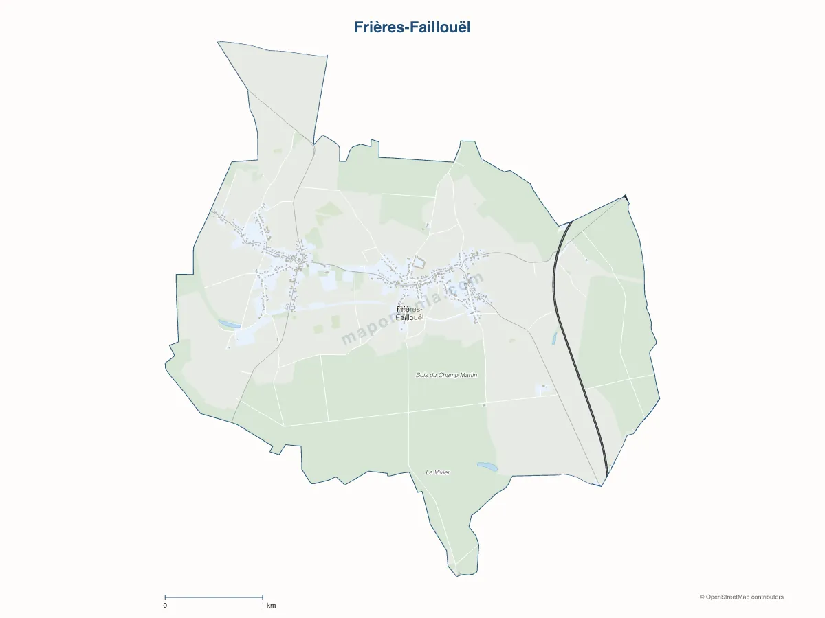 Carte de Frières-Faillouël à personnaliser