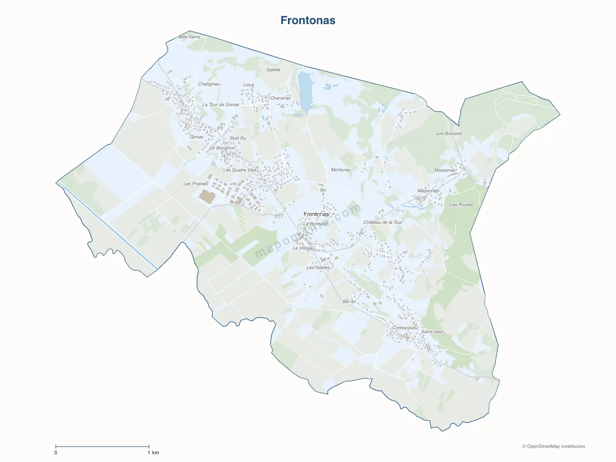Carte de Frontonas à personnaliser