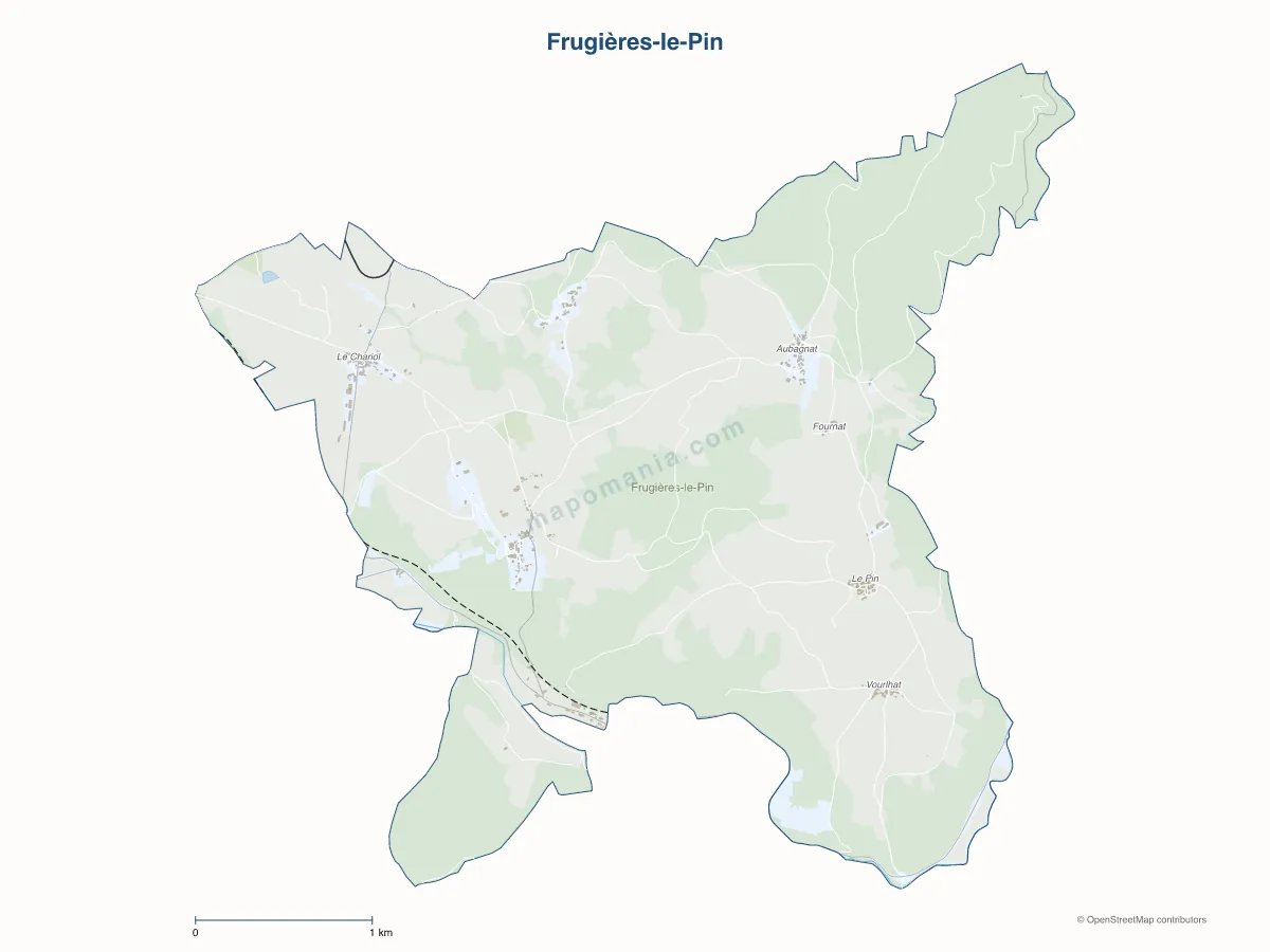 Carte de Frugières-le-Pin à personnaliser