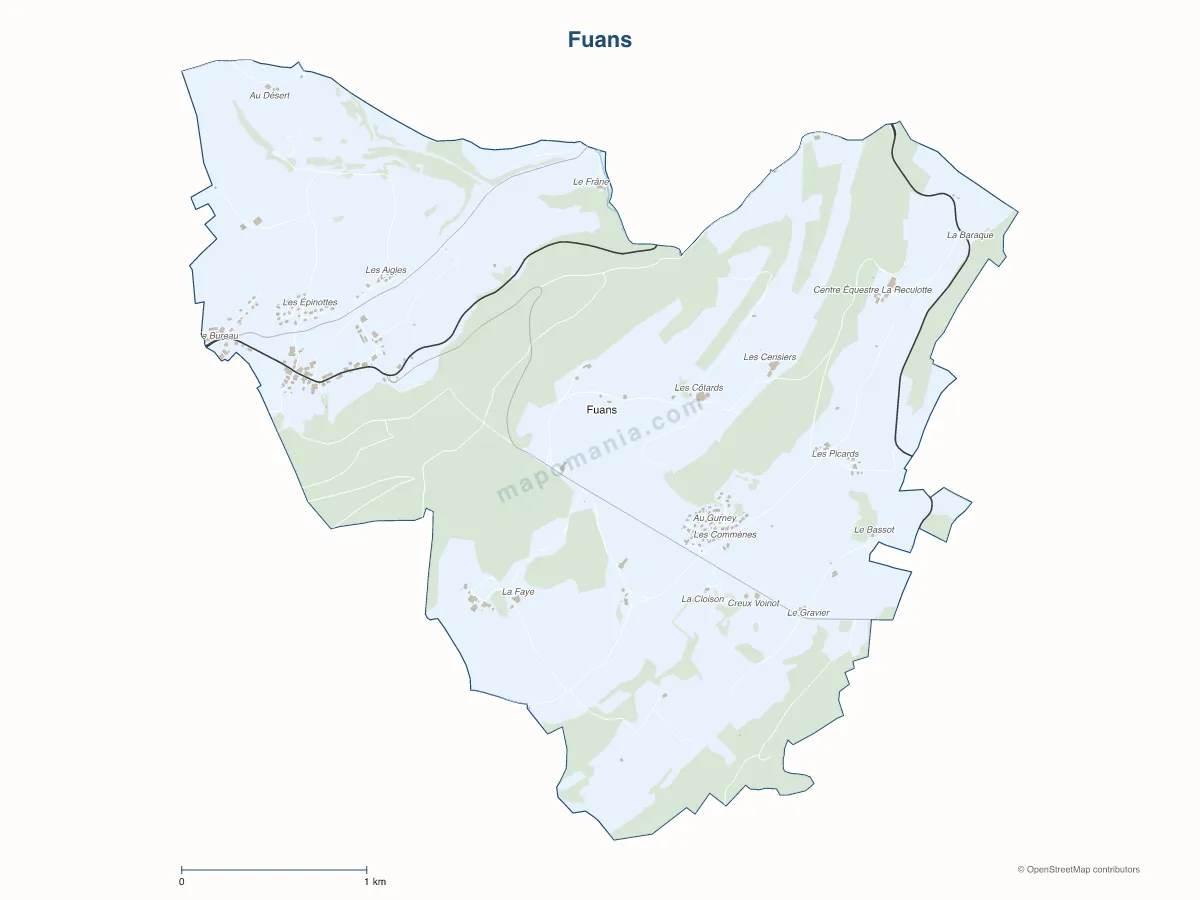 Carte de Fuans à personnaliser