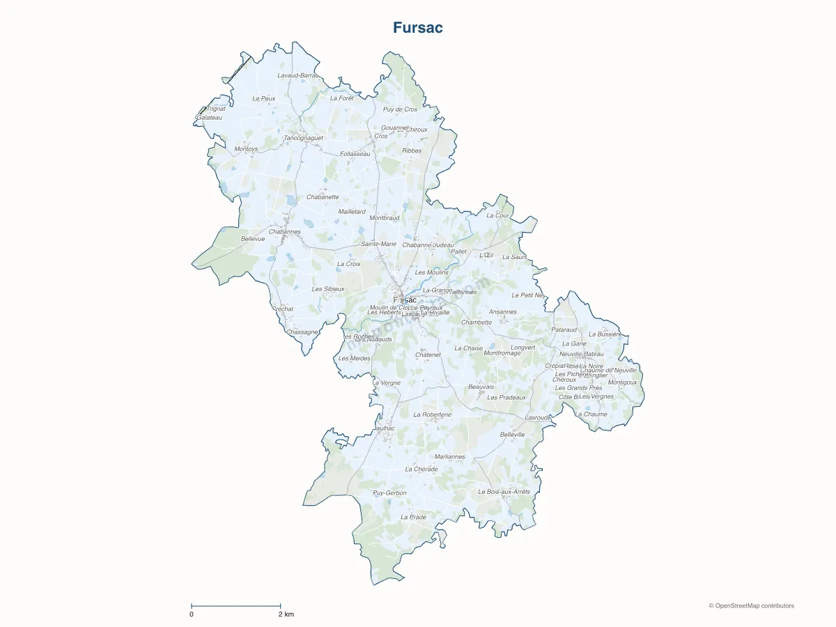 Carte de Fursac à personnaliser