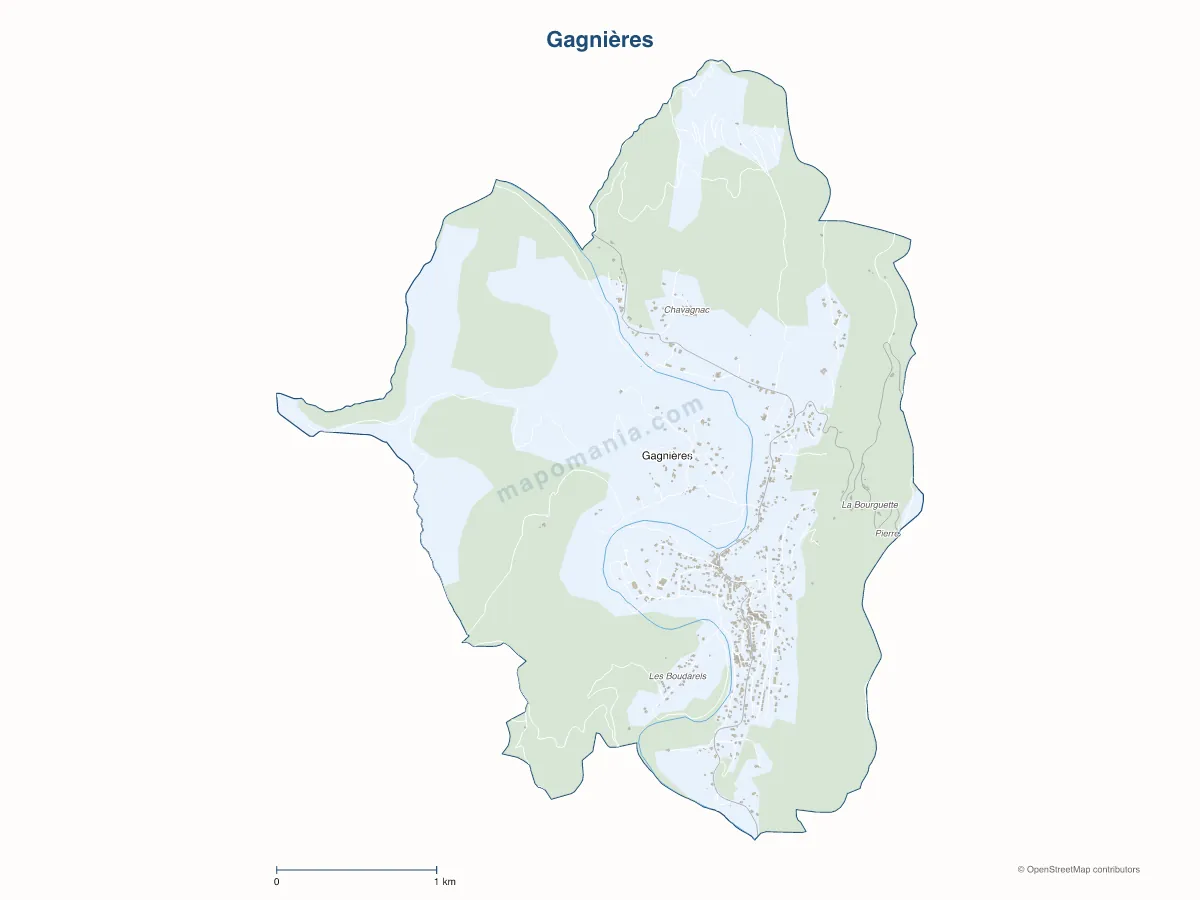 Carte de Gagnières à personnaliser