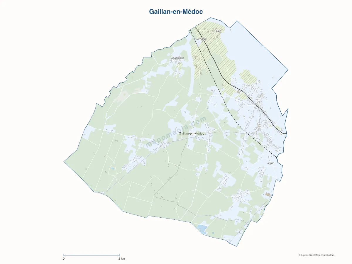 Carte de Gaillan-en-Médoc à personnaliser