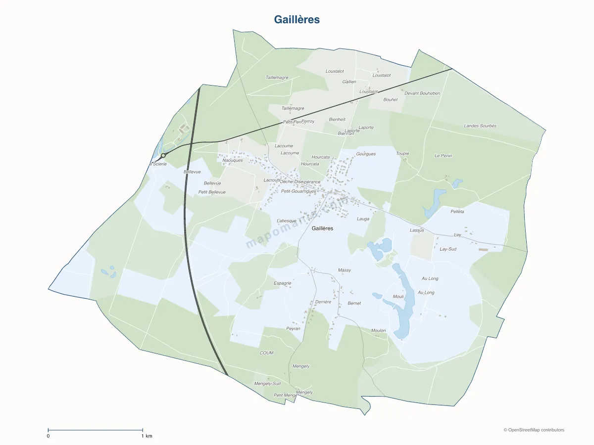 Carte de Gaillères à personnaliser
