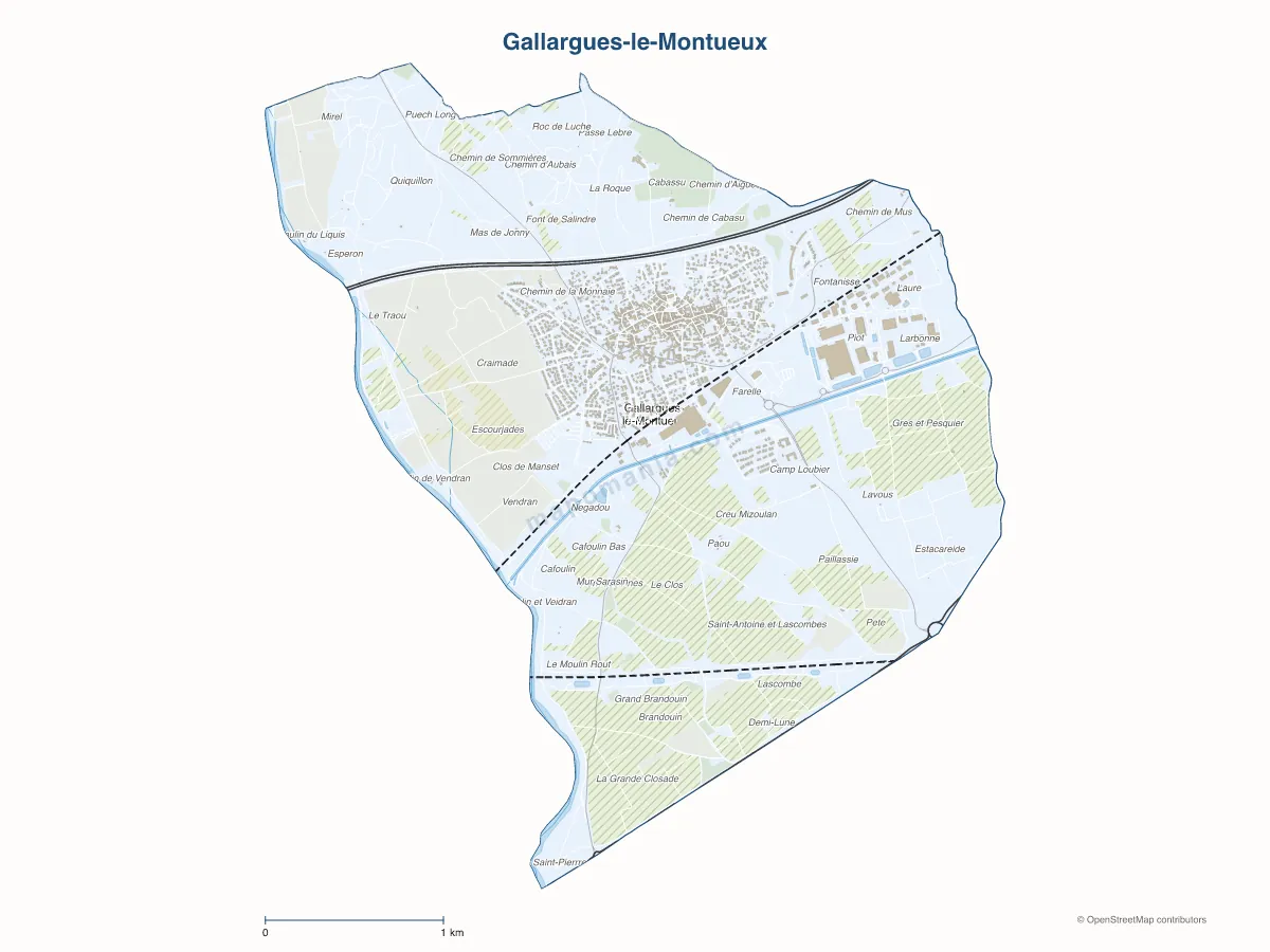 Carte de Gallargues-le-Montueux à personnaliser