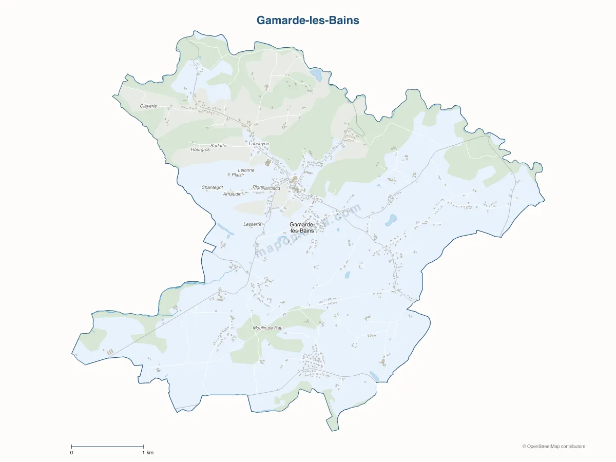 Carte de Gamarde-les-Bains à personnaliser
