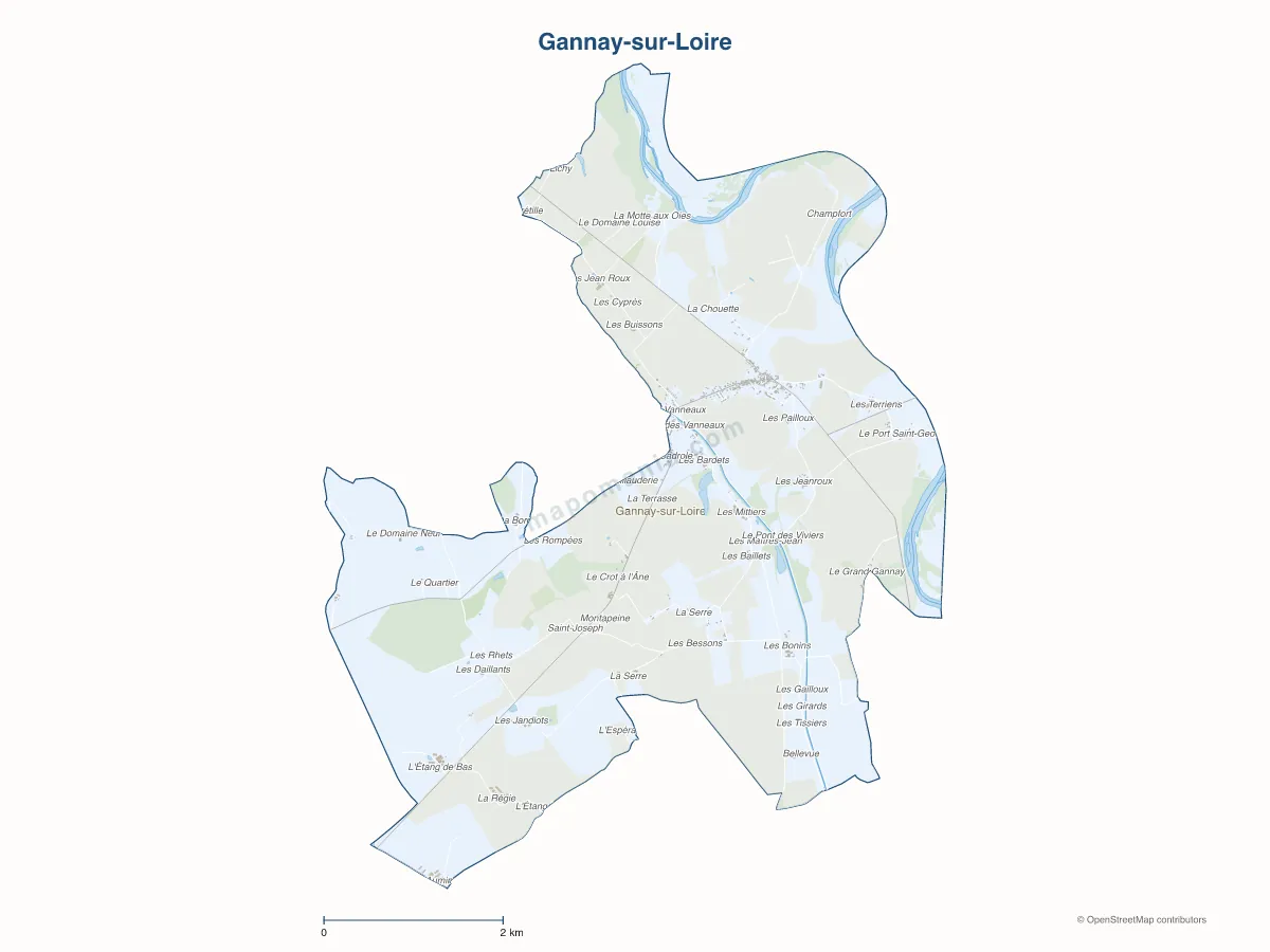 Carte de Gannay-sur-Loire à personnaliser