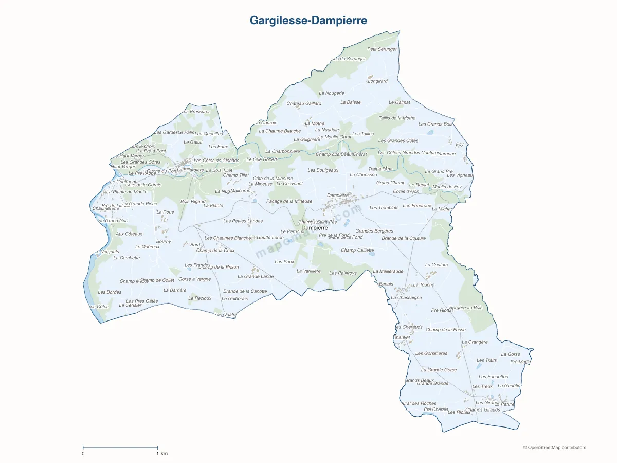 Carte de Gargilesse-Dampierre à personnaliser