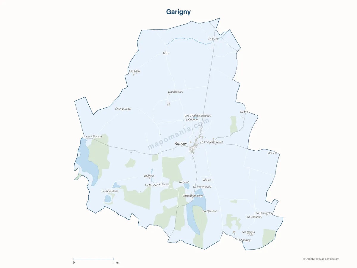 Carte de Garigny à personnaliser
