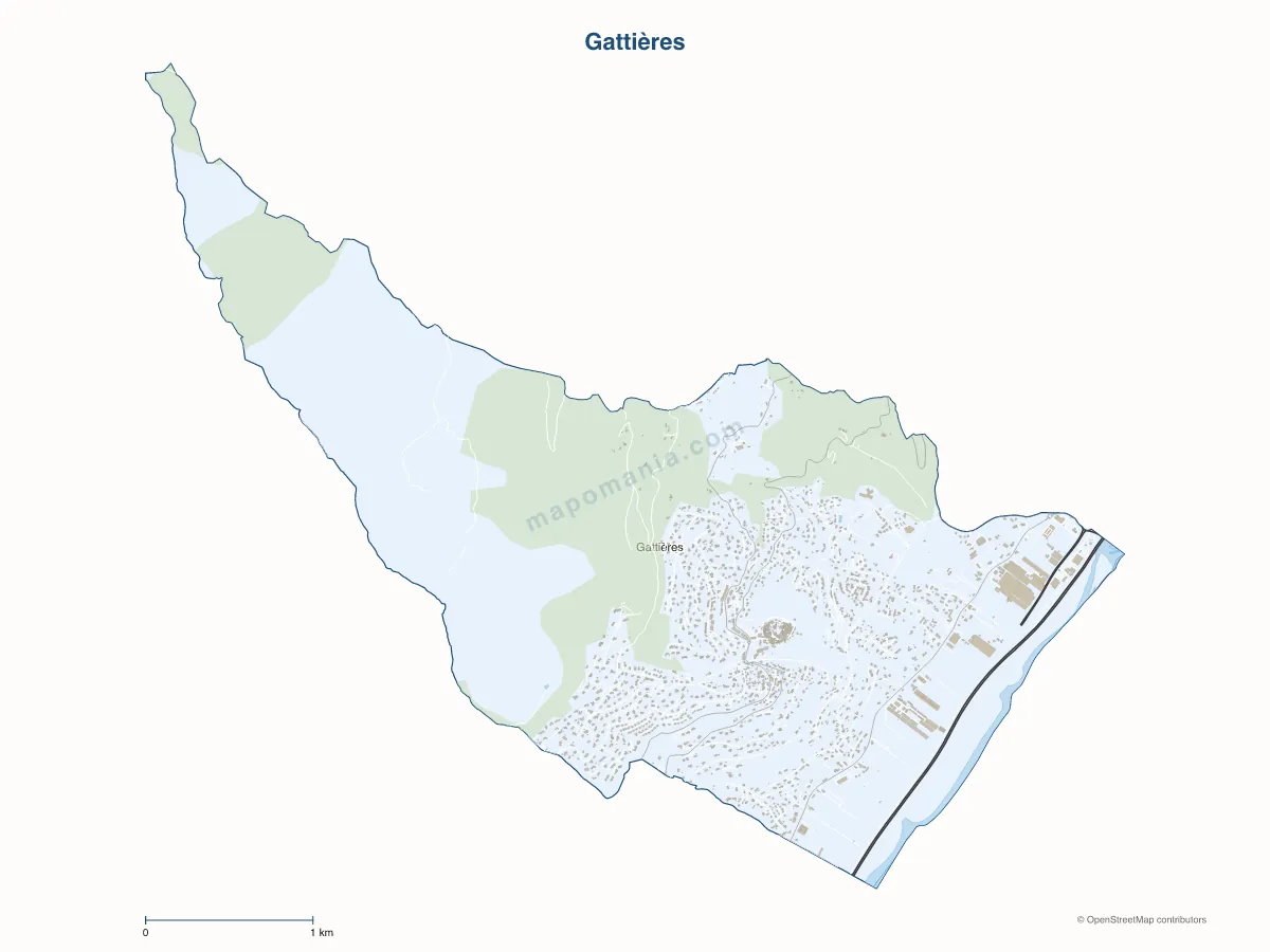 Carte de Gattières à personnaliser