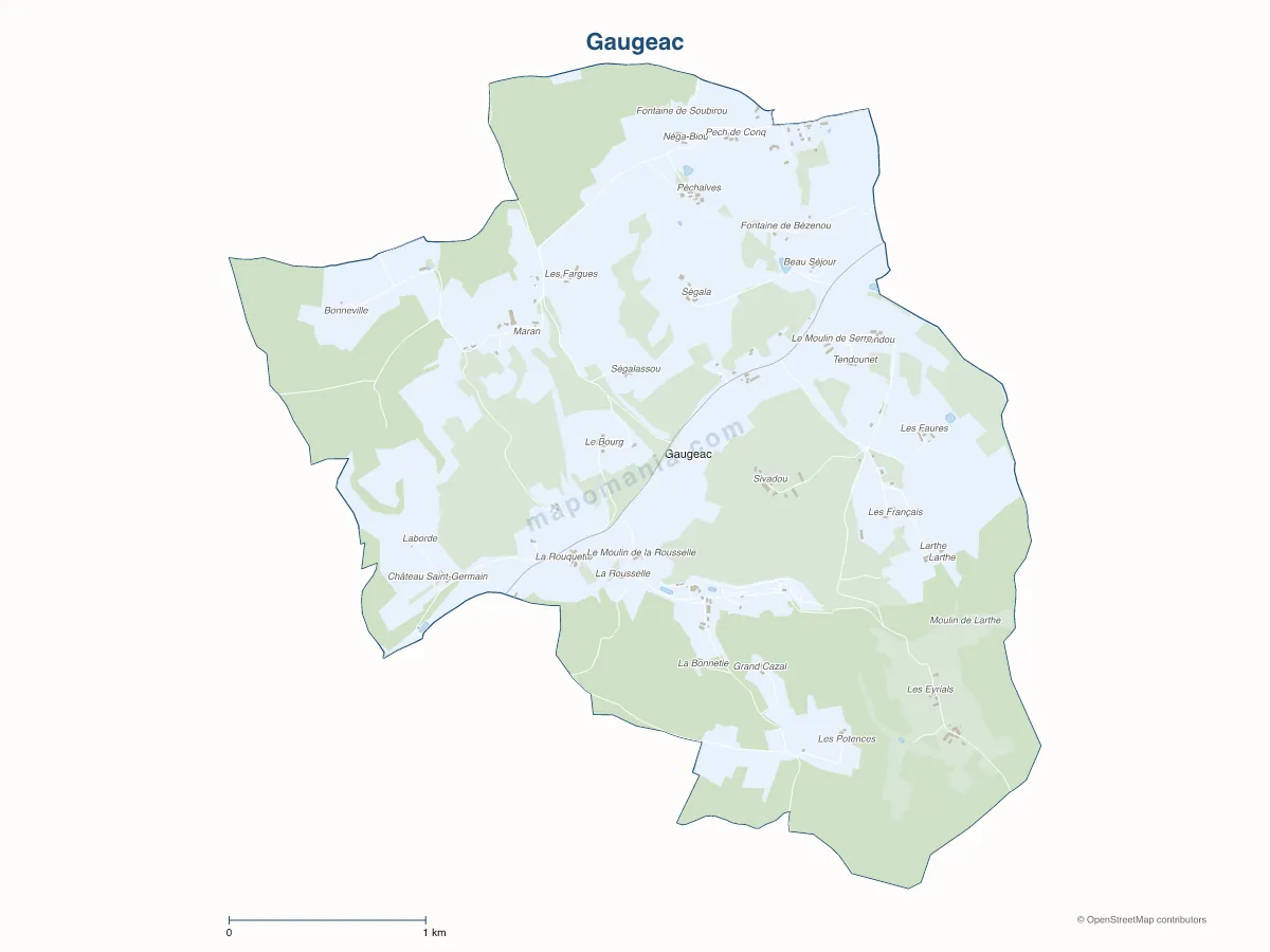 Carte de Gaugeac à personnaliser