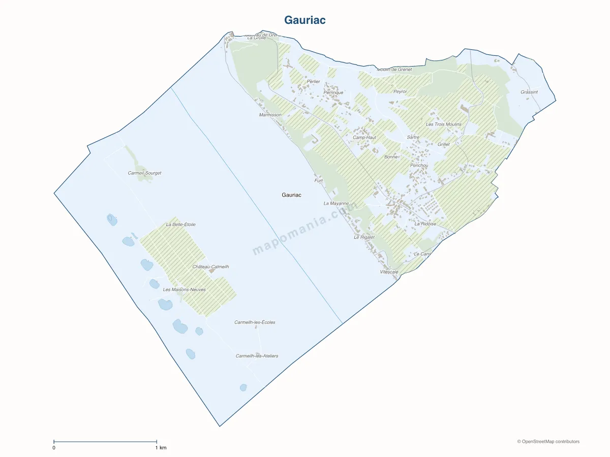 Carte de Gauriac à personnaliser