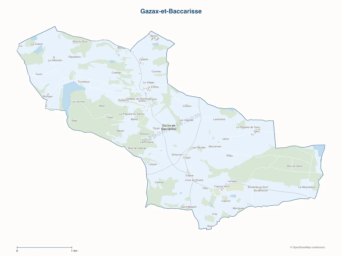 Carte de Gazax-et-Baccarisse à personnaliser