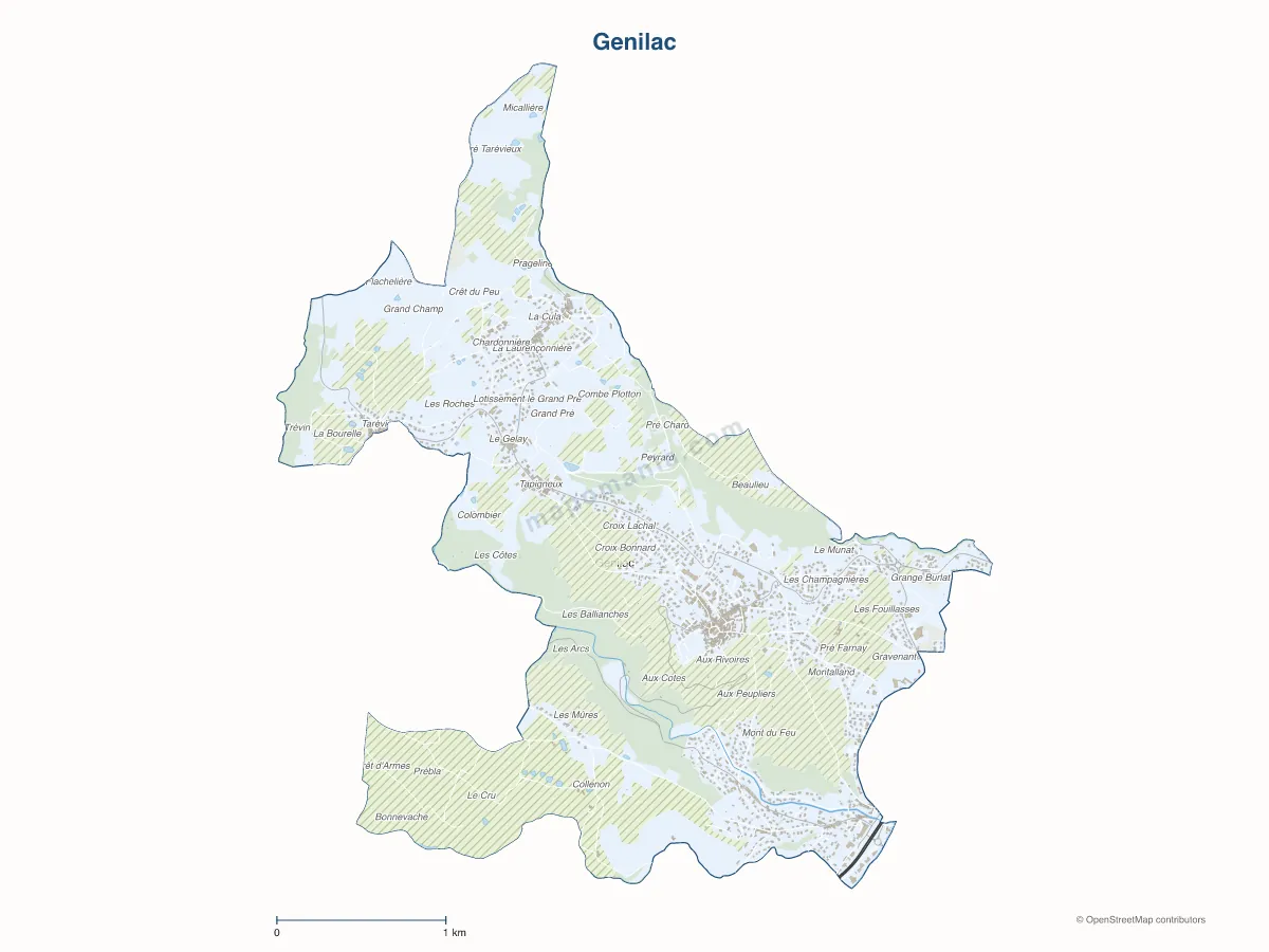Carte de Genilac à personnaliser