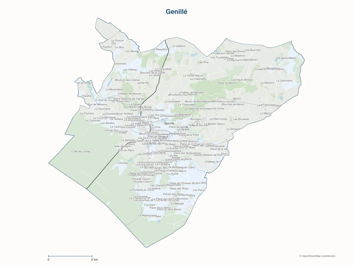 Carte de Genillé à personnaliser