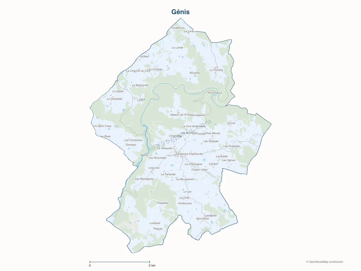 Carte de Génis à personnaliser