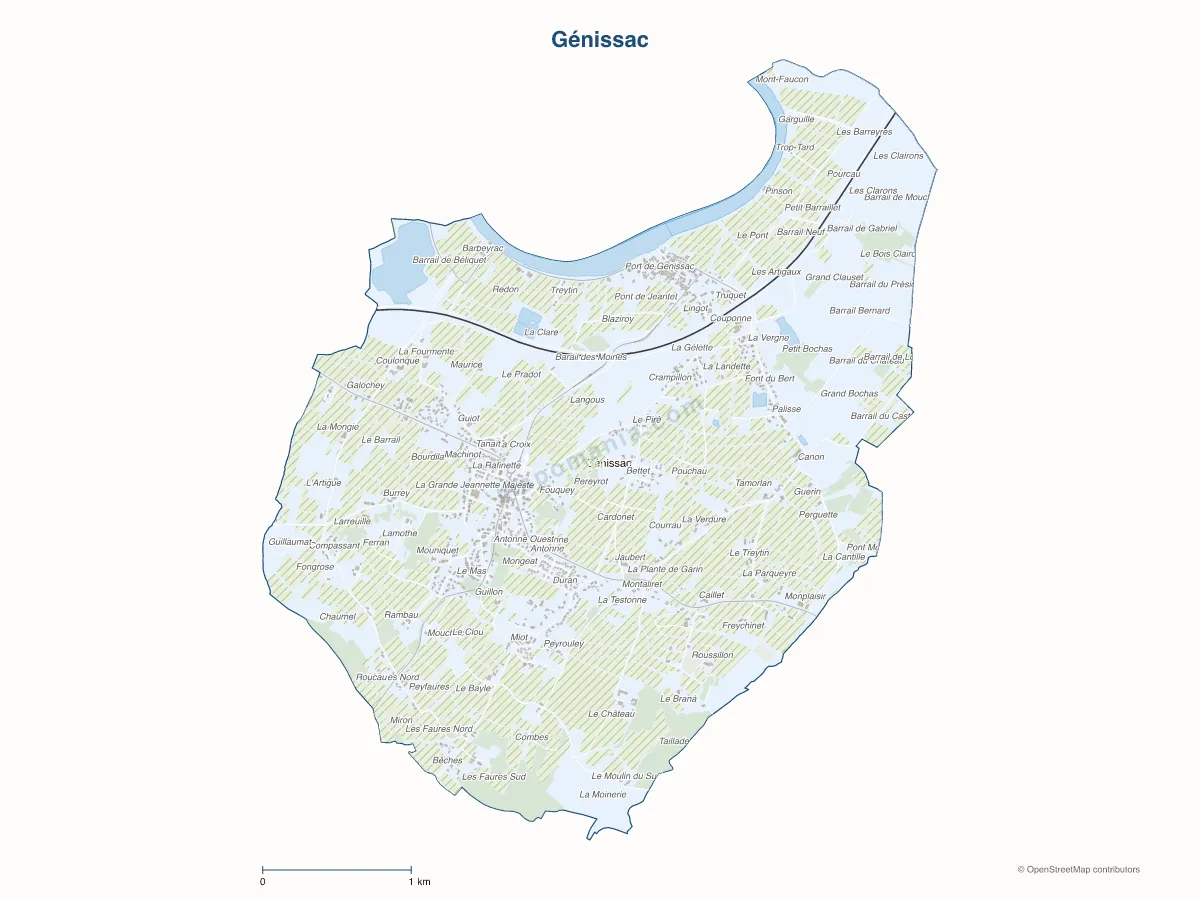Carte de Génissac à personnaliser