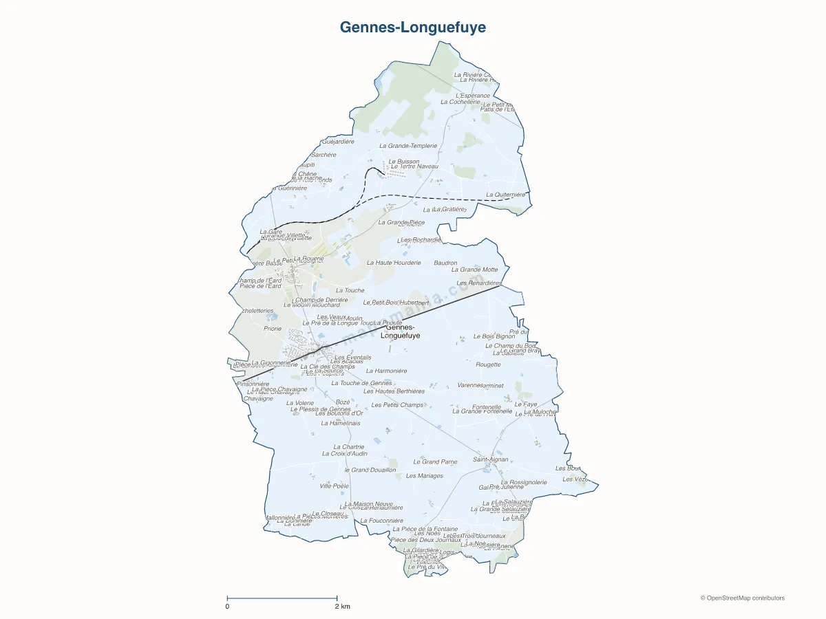 Carte de Gennes-Longuefuye à personnaliser